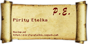 Pirity Etelka névjegykártya